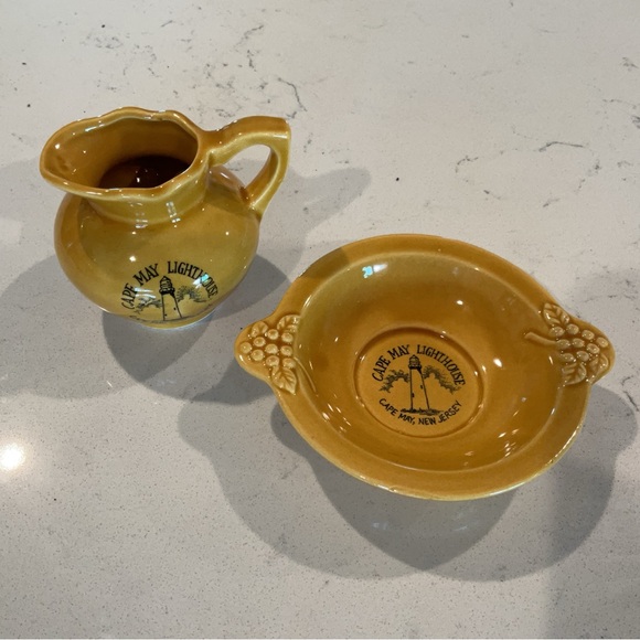 Vintage 60’s Ceramic Pitcher & Bowl “Cape May, NJ Lighthouse” Made in Japan - Picture 3 of 11